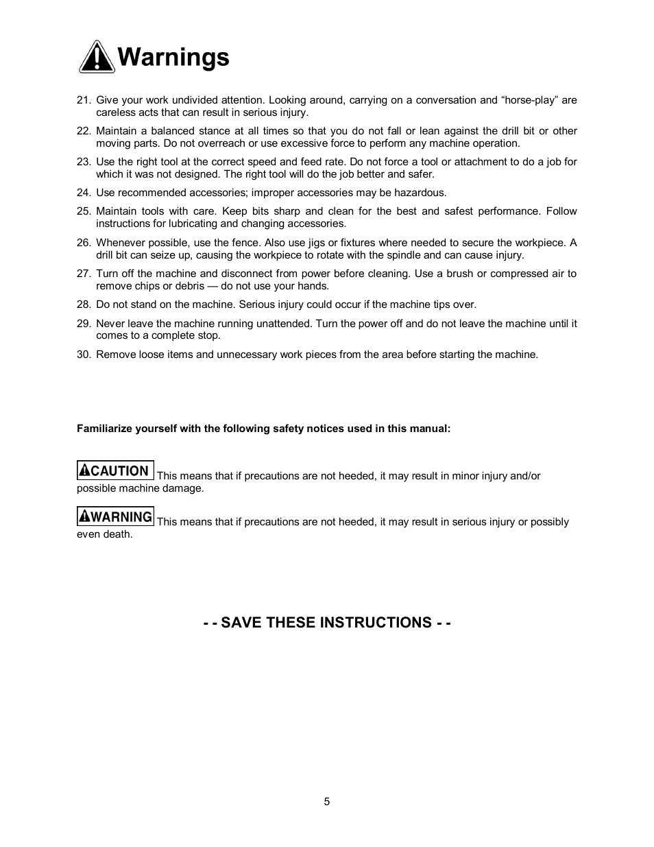 Save these instructions | Powermatic 2800 User Manual | Page 5 / 24
