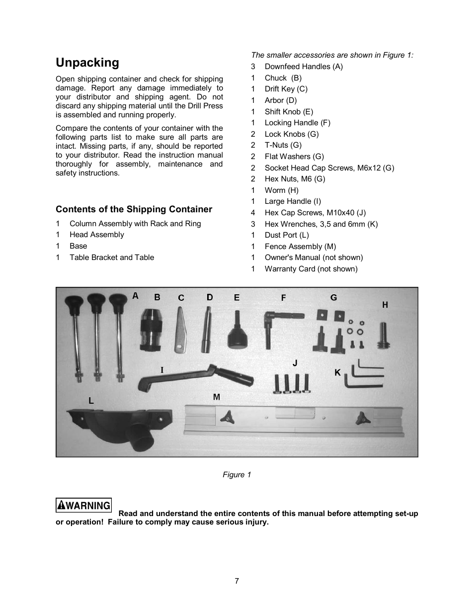 Unpacking | Powermatic 2800 User Manual | Page 7 / 24