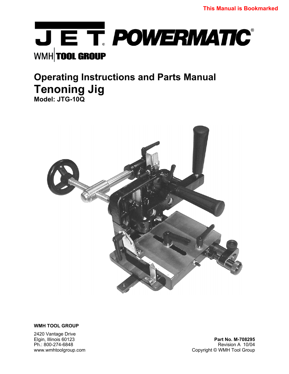 Powermatic JTG-10Q User Manual | 12 pages