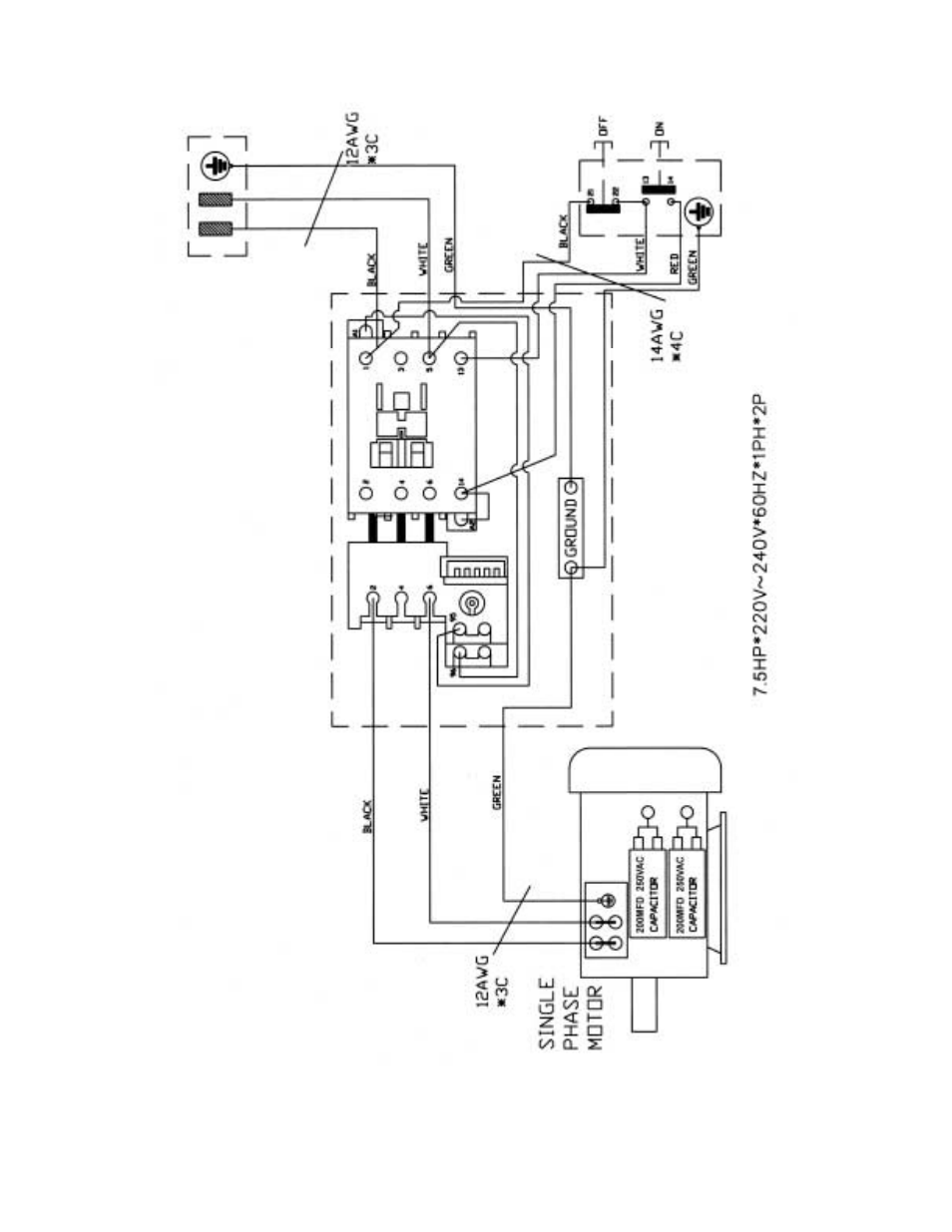 Electrical connections, 1 phase, 230 volt, Electrical connections – 1 phase, 230 volt | Powermatic 201HH User Manual | Page 34 / 36