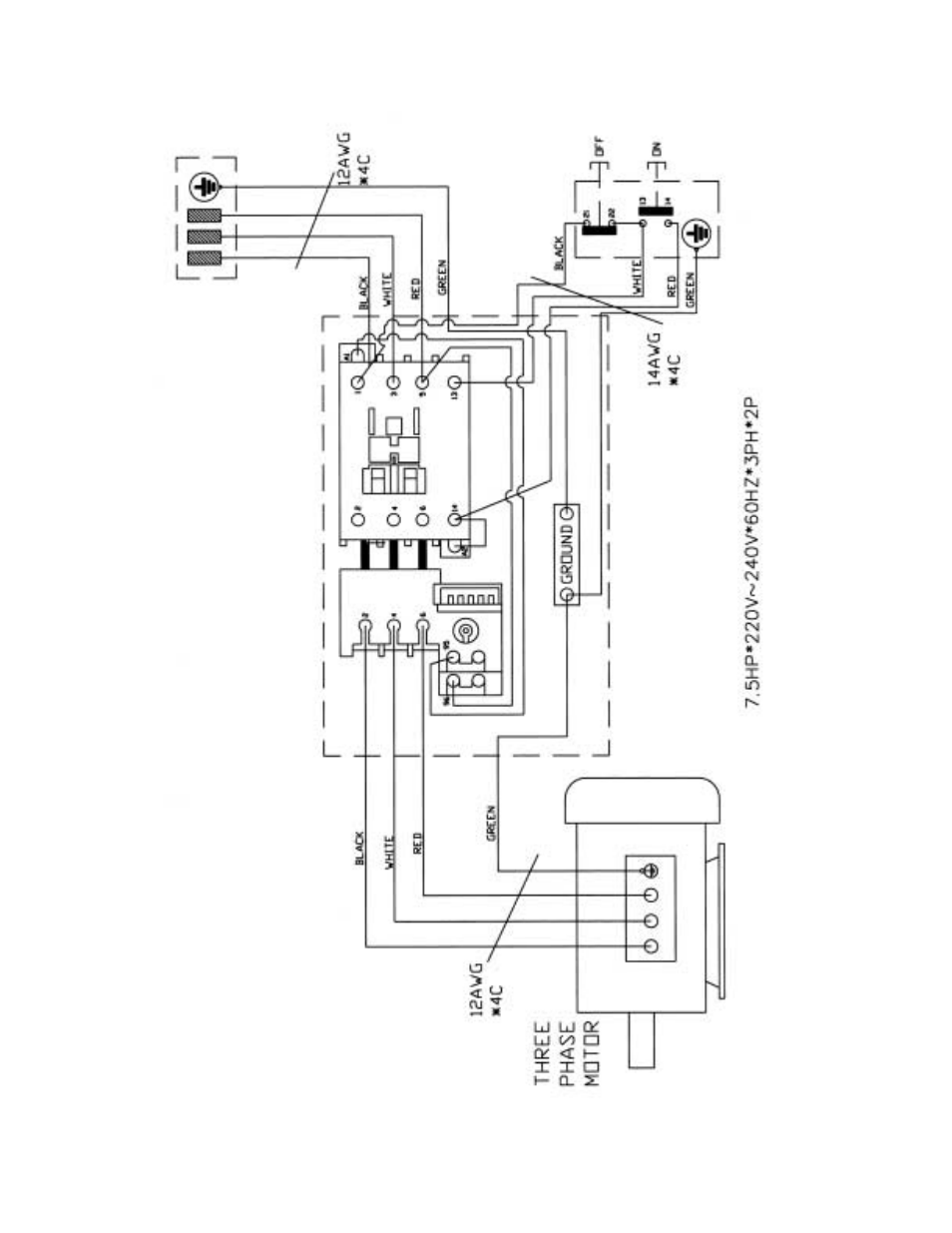 3 phase, 230 volt, Electrical connections – 3 phase, 230 volt | Powermatic 201HH User Manual | Page 35 / 36