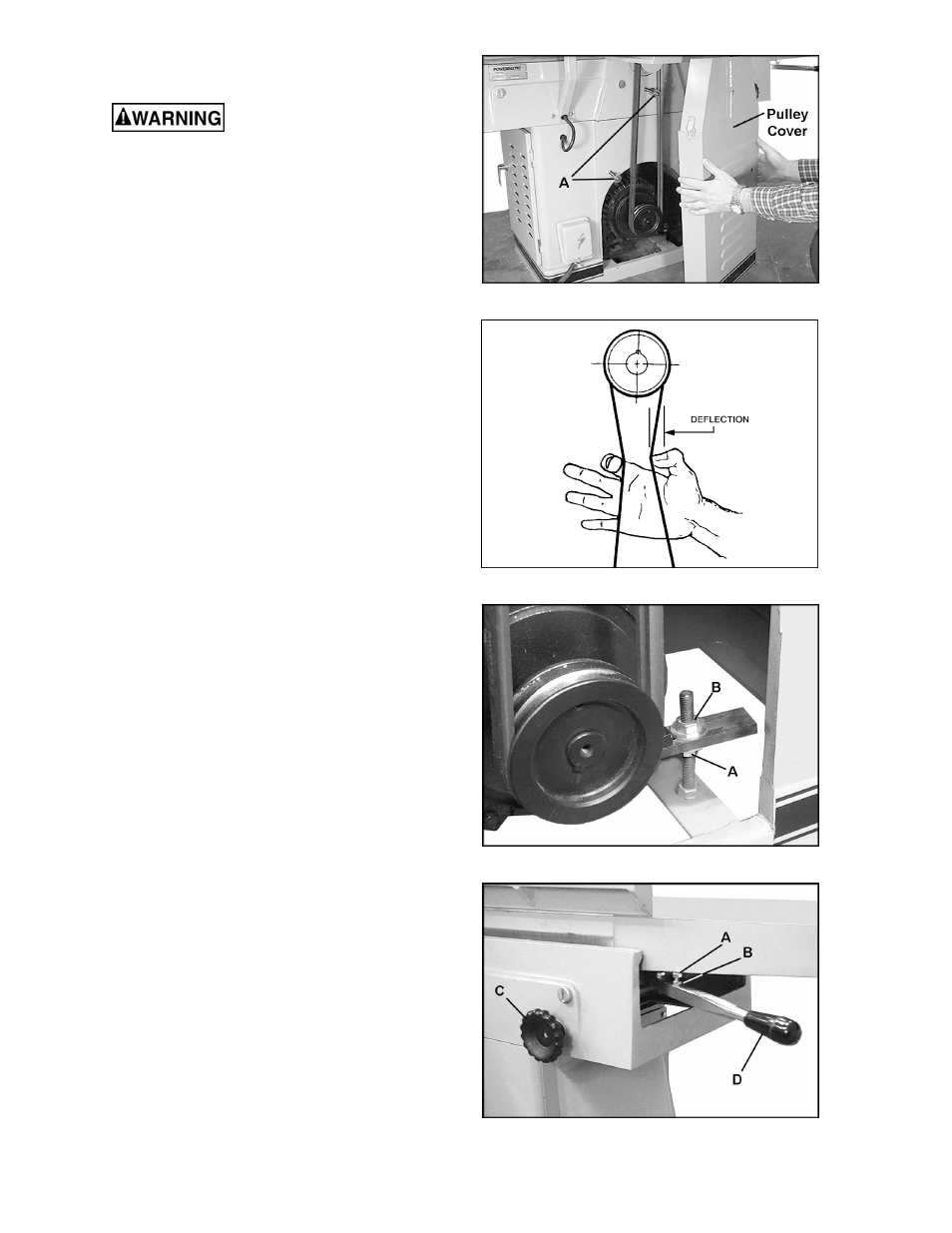 Adjustments, Drive belt tension, Setting outfeed table height | Powermatic 1285 User Manual | Page 12 / 44