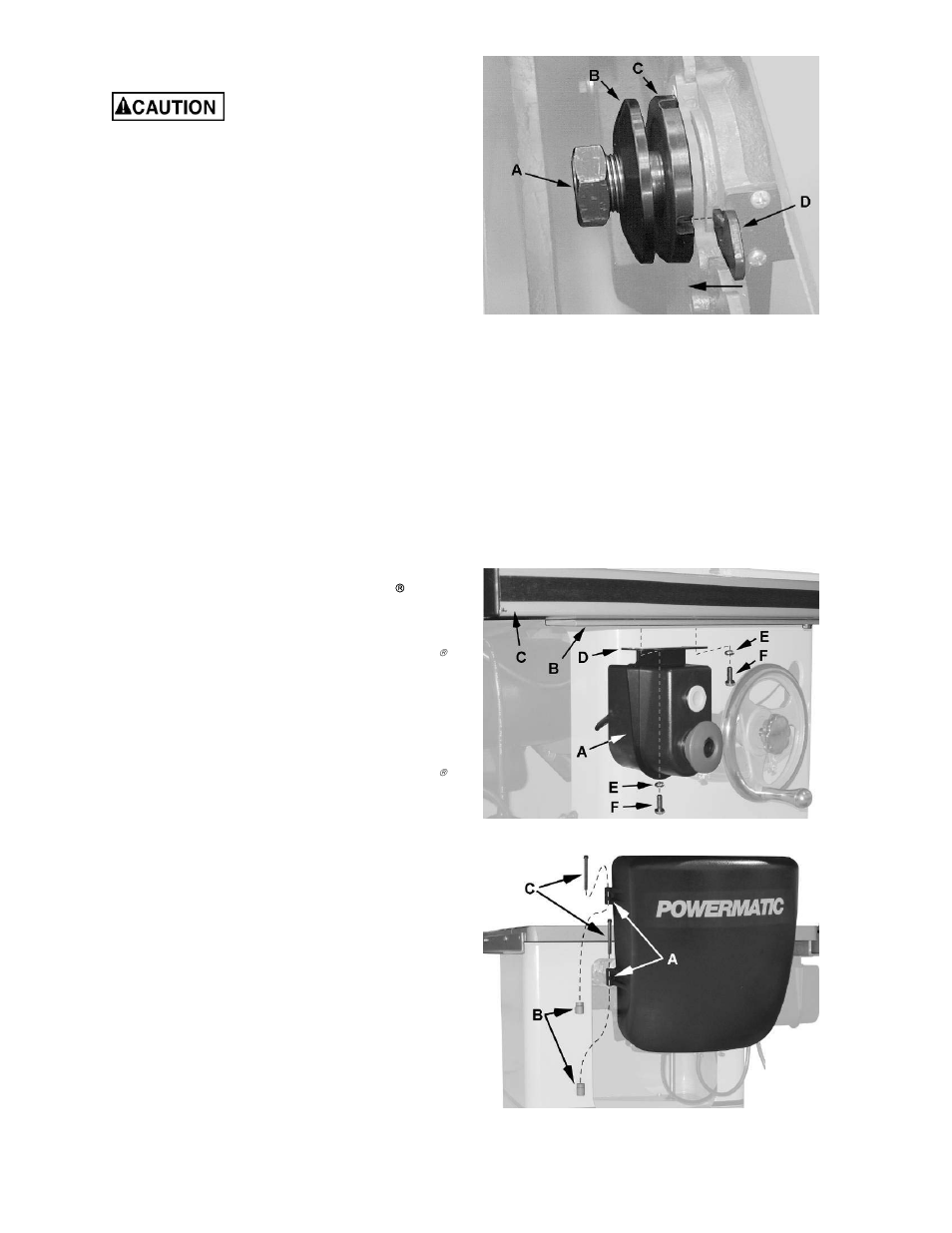 Blade installation/replacement, Mounting rails and accu-fence, Wood extension table | Switch installation | Powermatic PM3000 User Manual | Page 10 / 36