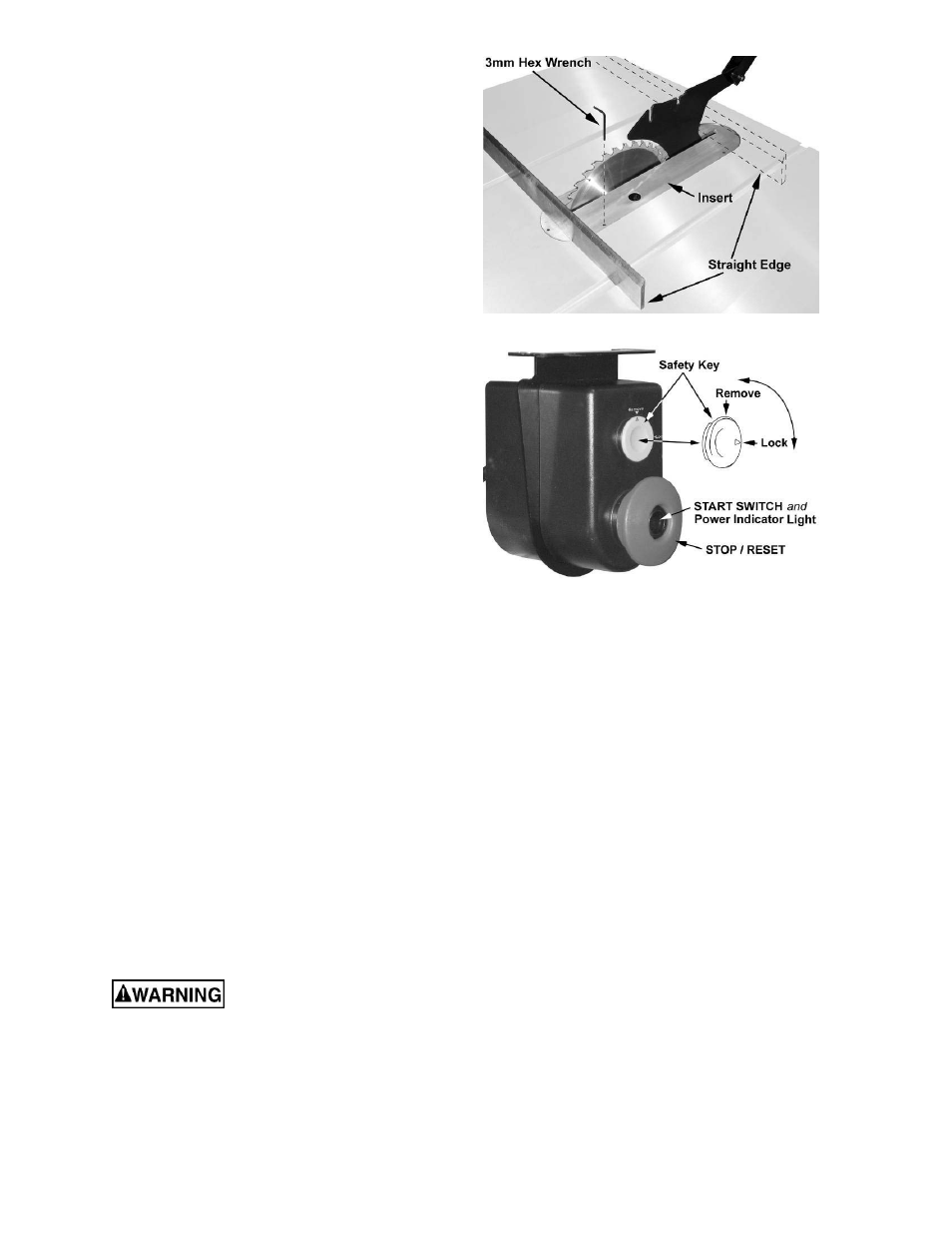 Insert adjustment, Arbor and arbor bearing removal, Operating controls | Powermatic PM3000 User Manual | Page 18 / 36