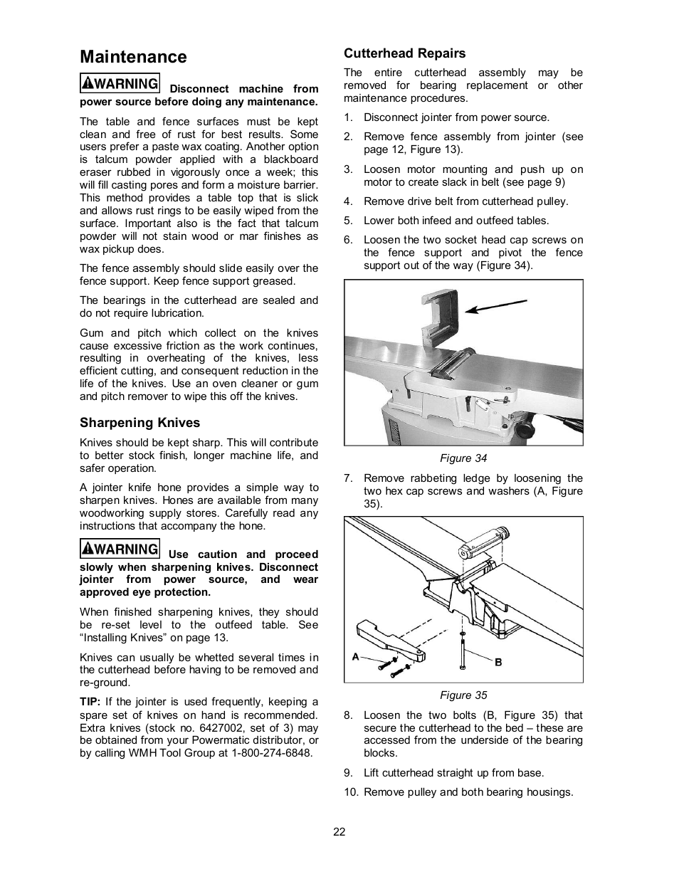 Maintenance | Powermatic 60B User Manual | Page 22 / 40