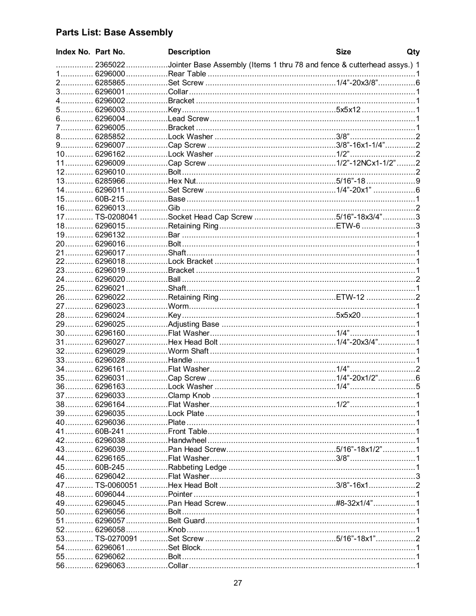 Powermatic 60B User Manual | Page 27 / 40