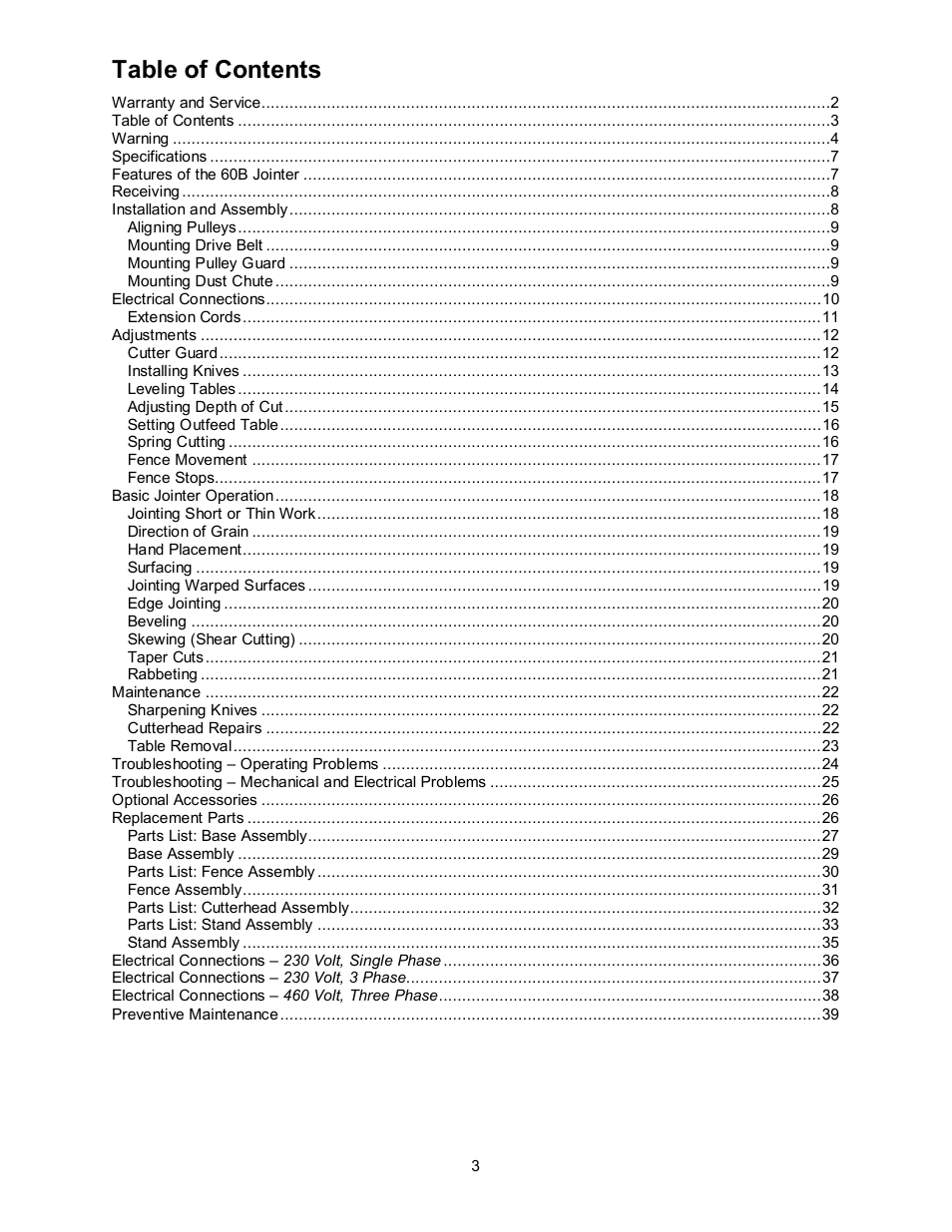 Powermatic 60B User Manual | Page 3 / 40