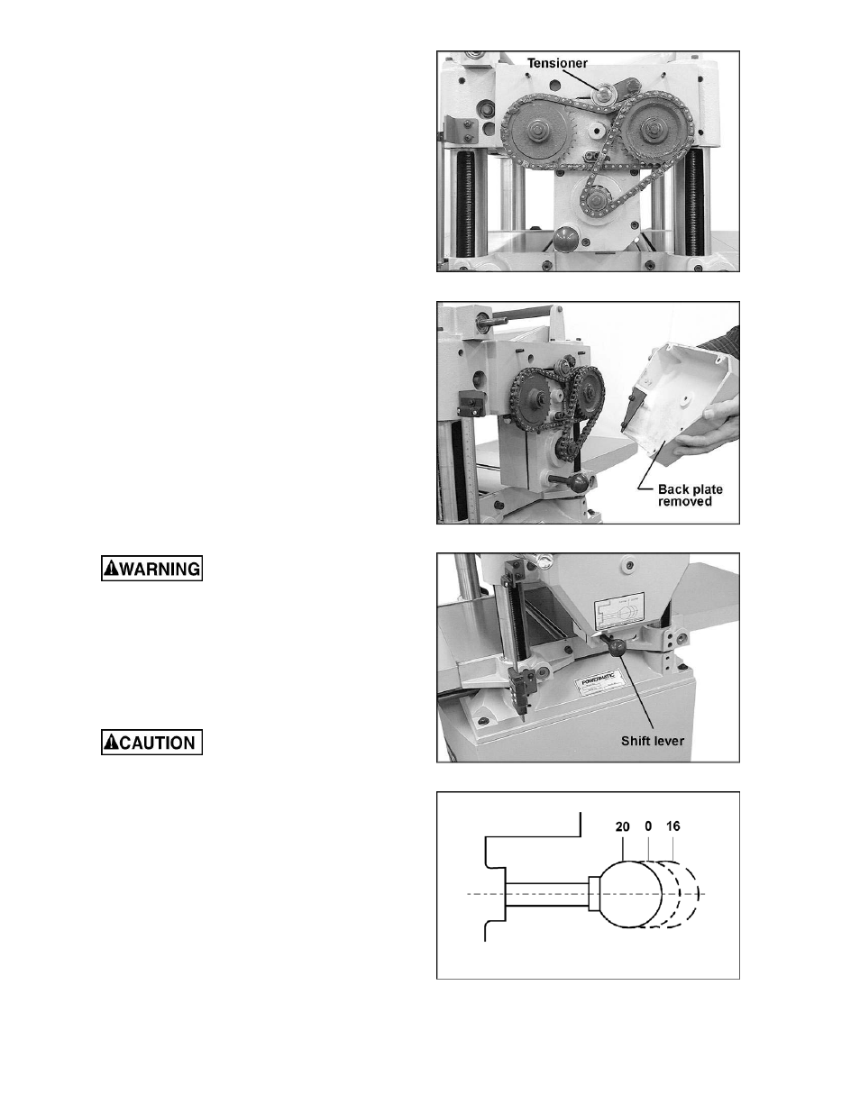 Chip deflector, Feed speed control, Stock return rollers | Powermatic 15HH User Manual | Page 17 / 40