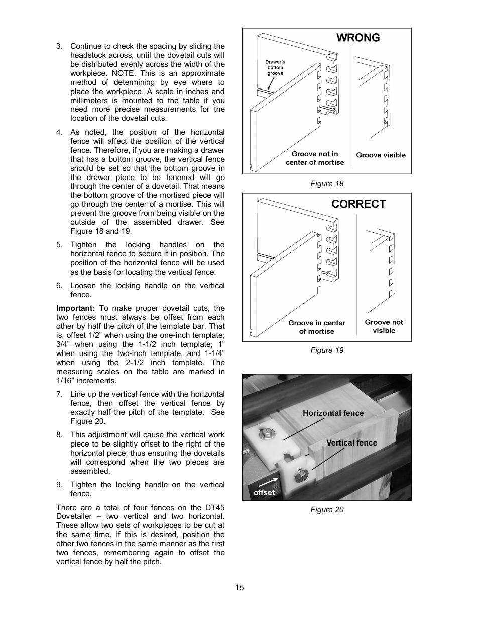 Powermatic Single End Dovetailer DT45 User Manual | Page 15 / 32
