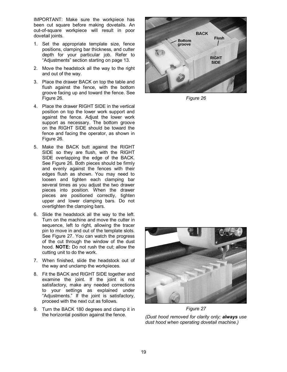 Powermatic Single End Dovetailer DT45 User Manual | Page 19 / 32