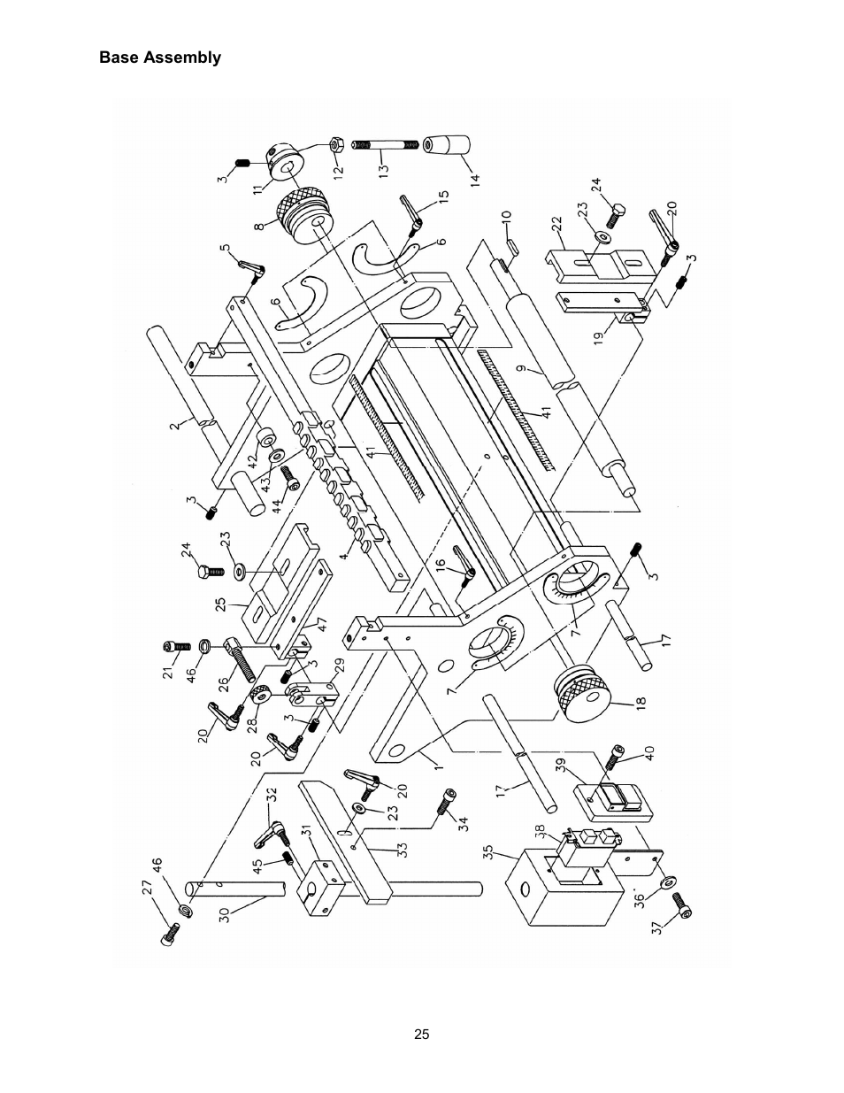 Base assembly | Powermatic Single End Dovetailer DT45 User Manual | Page 25 / 32