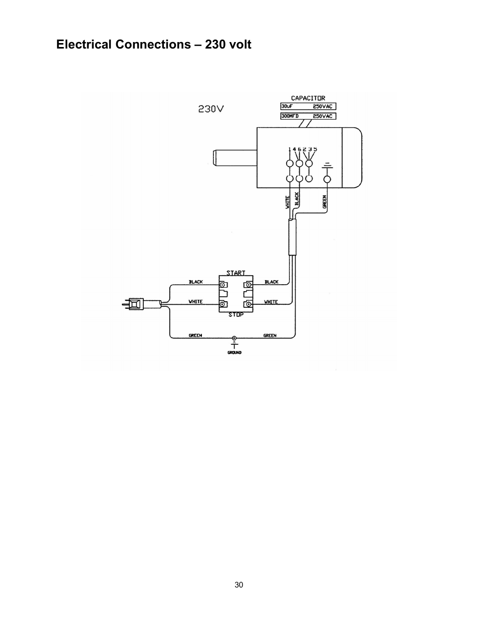 Electrical connections – 230 volt | Powermatic Single End Dovetailer DT45 User Manual | Page 30 / 32