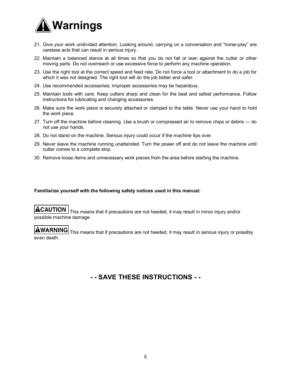 Save these instructions | Powermatic Single End Dovetailer DT45 User Manual | Page 5 / 32