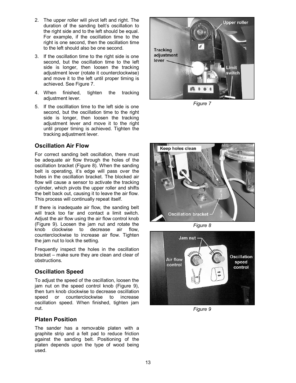 Oscillation air flow, Oscillation speed, Platen position | Powermatic WB-43 User Manual | Page 13 / 68