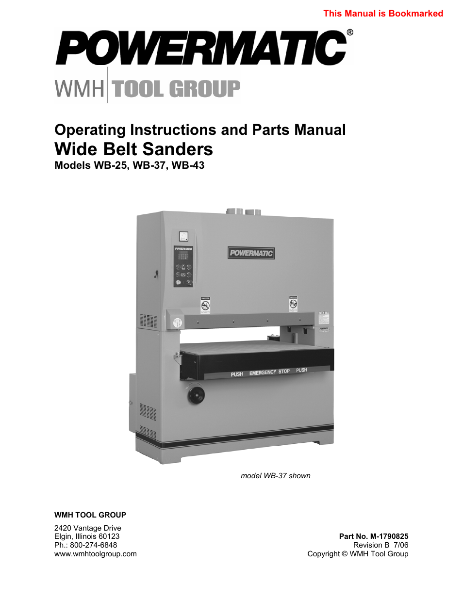 Powermatic WB-25 User Manual | 68 pages