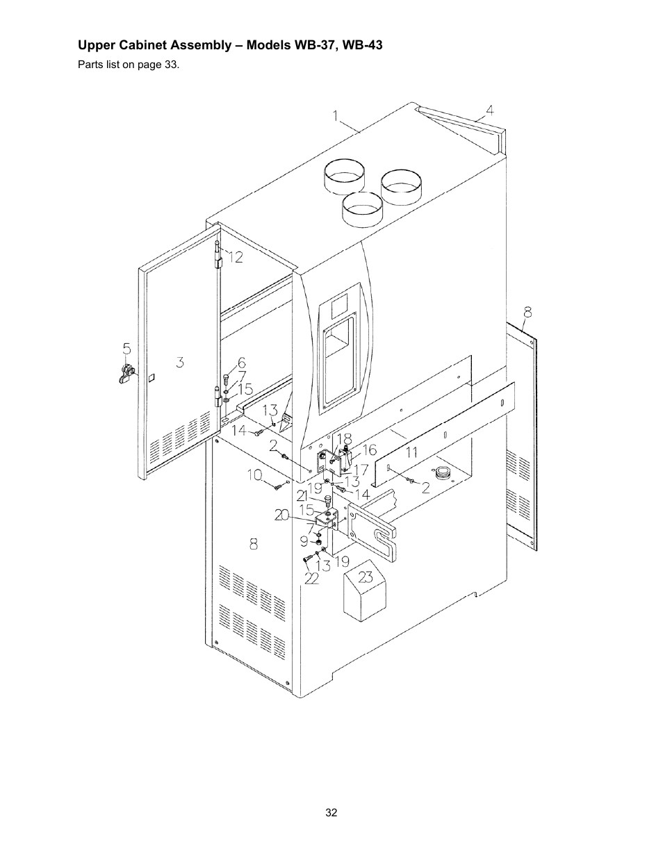 Upper cabinet assembly – models wb-37, wb-43 | Powermatic WB-25 User Manual | Page 32 / 68