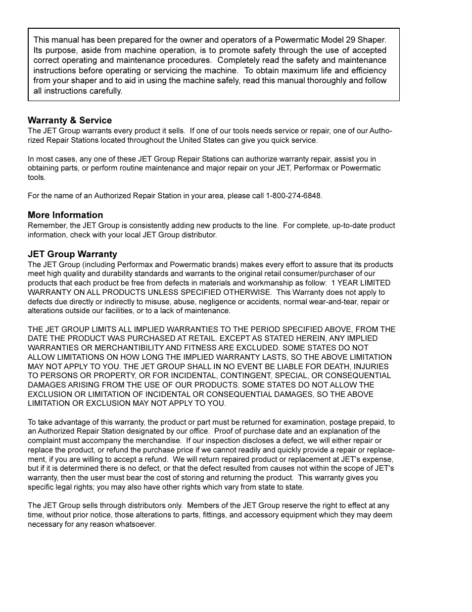 Powermatic 29 User Manual | Page 2 / 28
