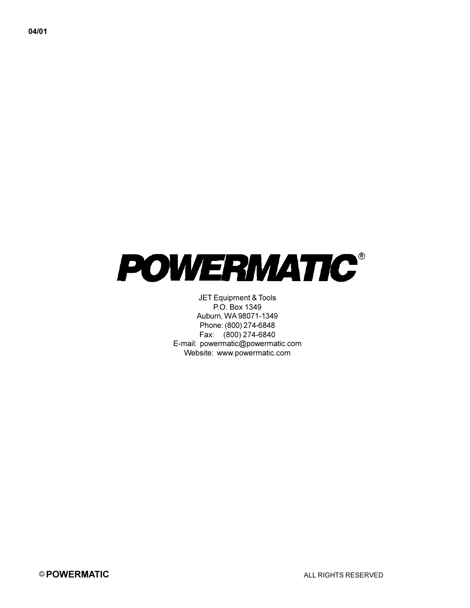 Powermatic 29 User Manual | Page 28 / 28