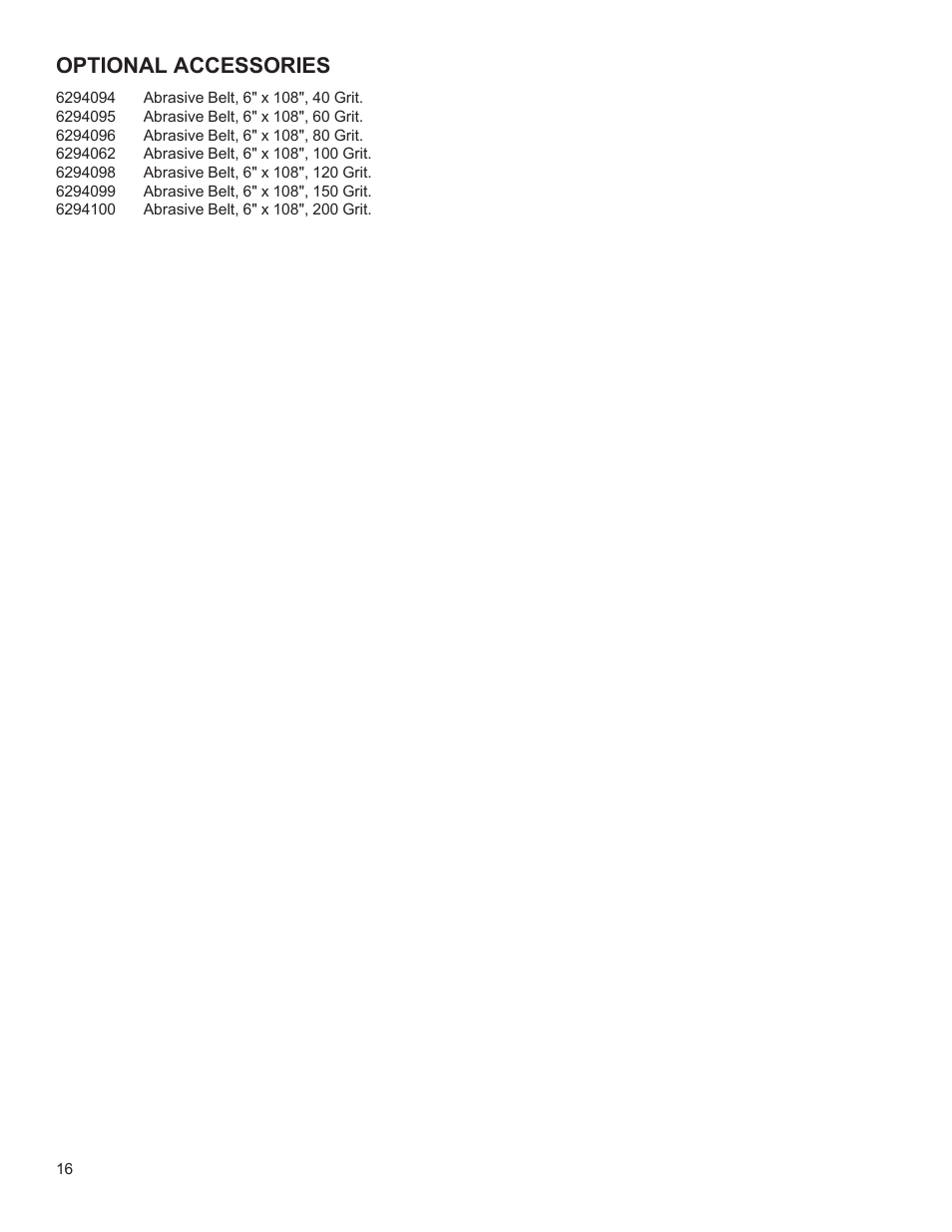 Optional accessories | Powermatic 6108 User Manual | Page 16 / 20