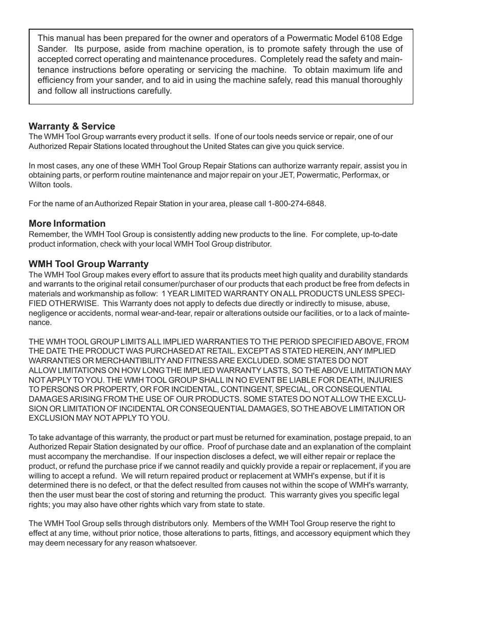 Powermatic 6108 User Manual | Page 2 / 20