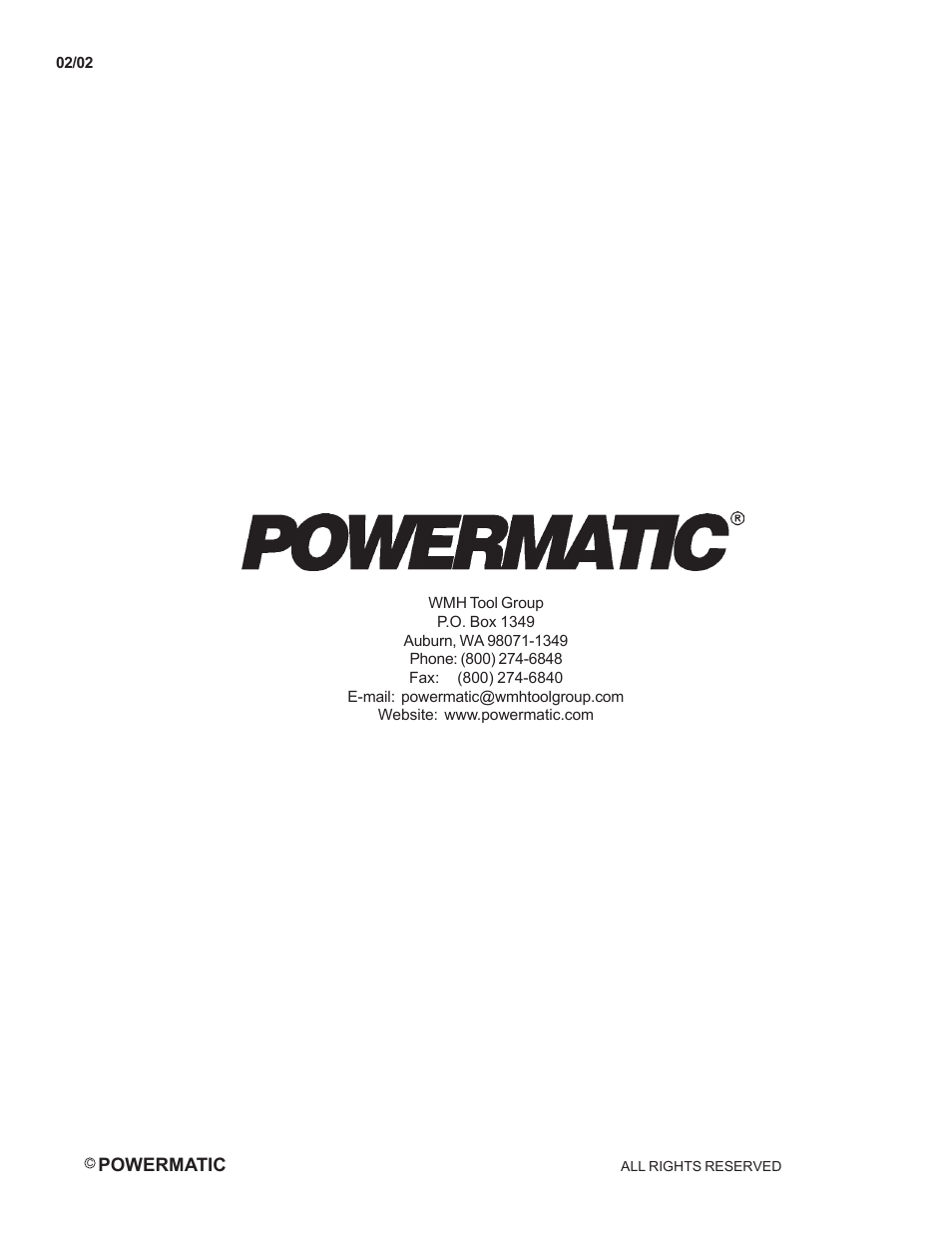 Powermatic 6108 User Manual | Page 20 / 20