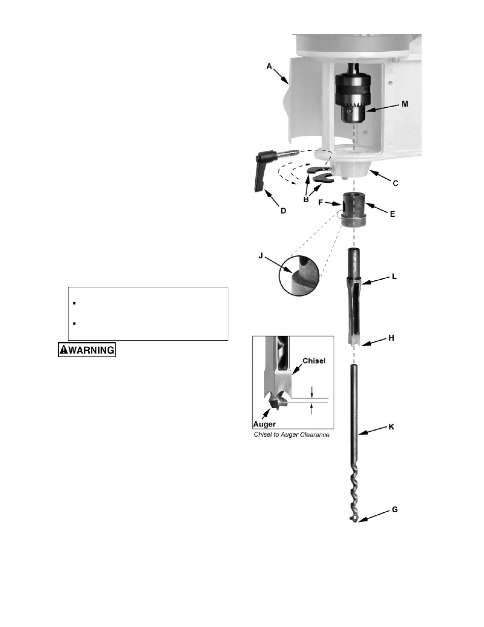 Installing chisel and auger | Powermatic 701 User Manual | Page 10 / 20