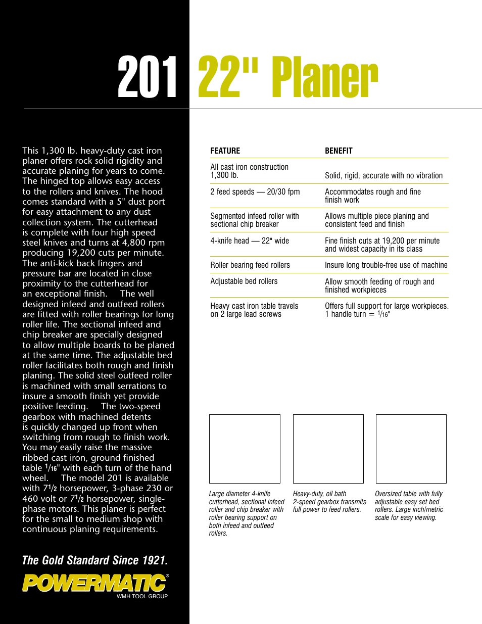 The gold standard since 1921 | Powermatic 22 User Manual | Page 2 / 4