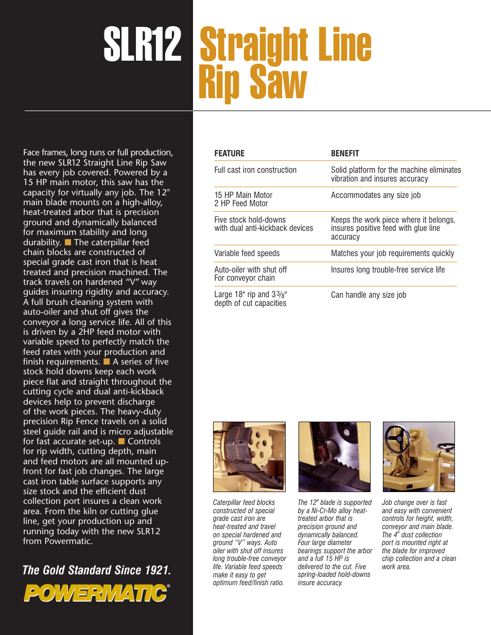 Slr12 straight line rip saw | Powermatic SLR12 User Manual | Page 2 / 4