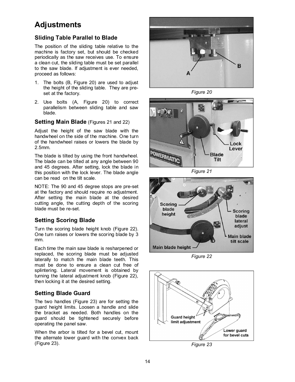 Adjustments | Powermatic HPS67 User Manual | Page 14 / 48