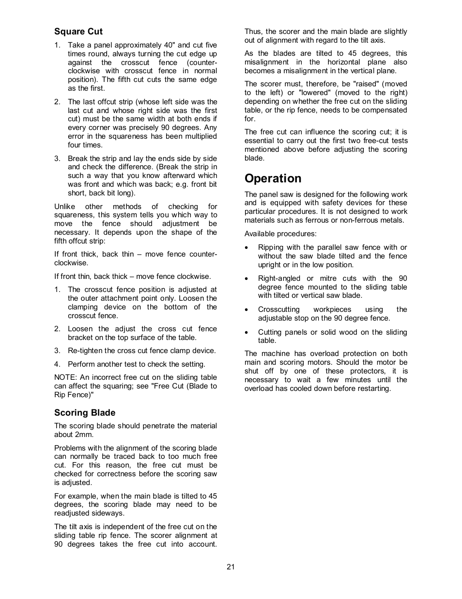 Operation | Powermatic HPS67 User Manual | Page 21 / 48