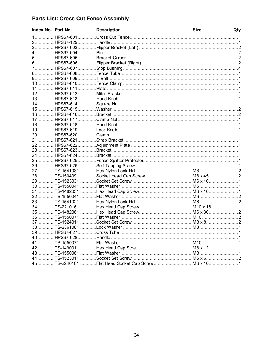 Powermatic HPS67 User Manual | Page 34 / 48