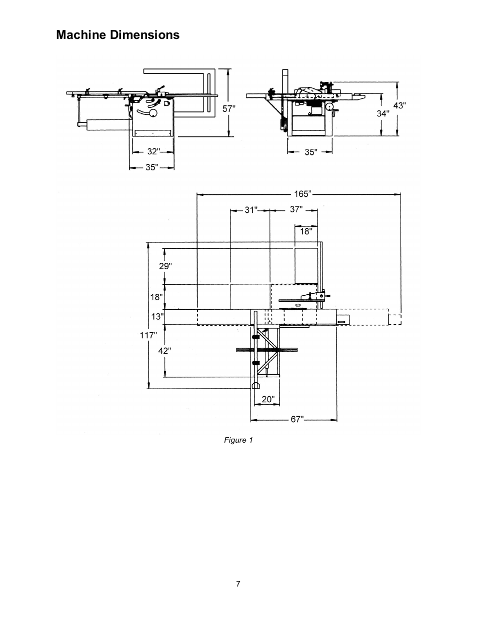 Machine dimensions | Powermatic HPS67 User Manual | Page 7 / 48