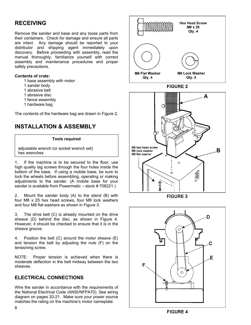 Receiving, Installation & assembly | Powermatic 31A User Manual | Page 8 / 28