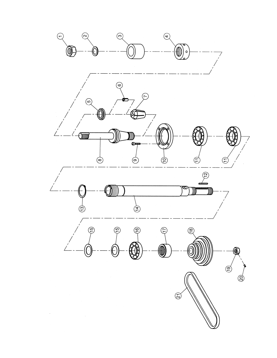 Spindle assembly (ts29 shaper) | Powermatic TS29 User Manual | Page 27 / 40