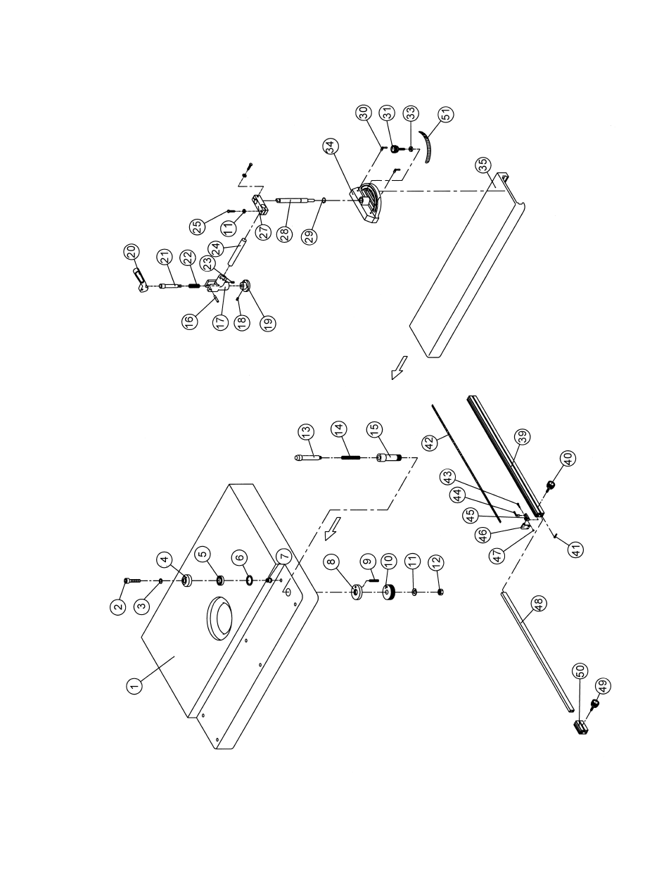 Sliding table assembly (ts29 shaper) | Powermatic TS29 User Manual | Page 31 / 40