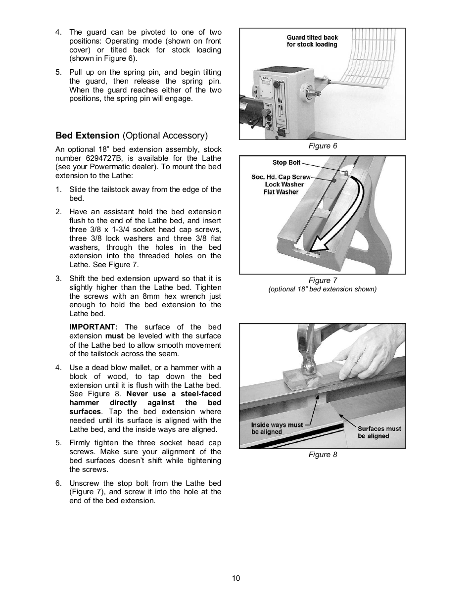 Bed extension (optional accessory) | Powermatic 3520B User Manual | Page 10 / 44