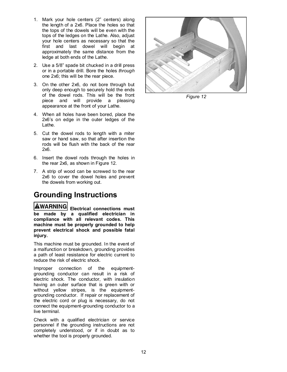 Grounding instructions | Powermatic 3520B User Manual | Page 12 / 44