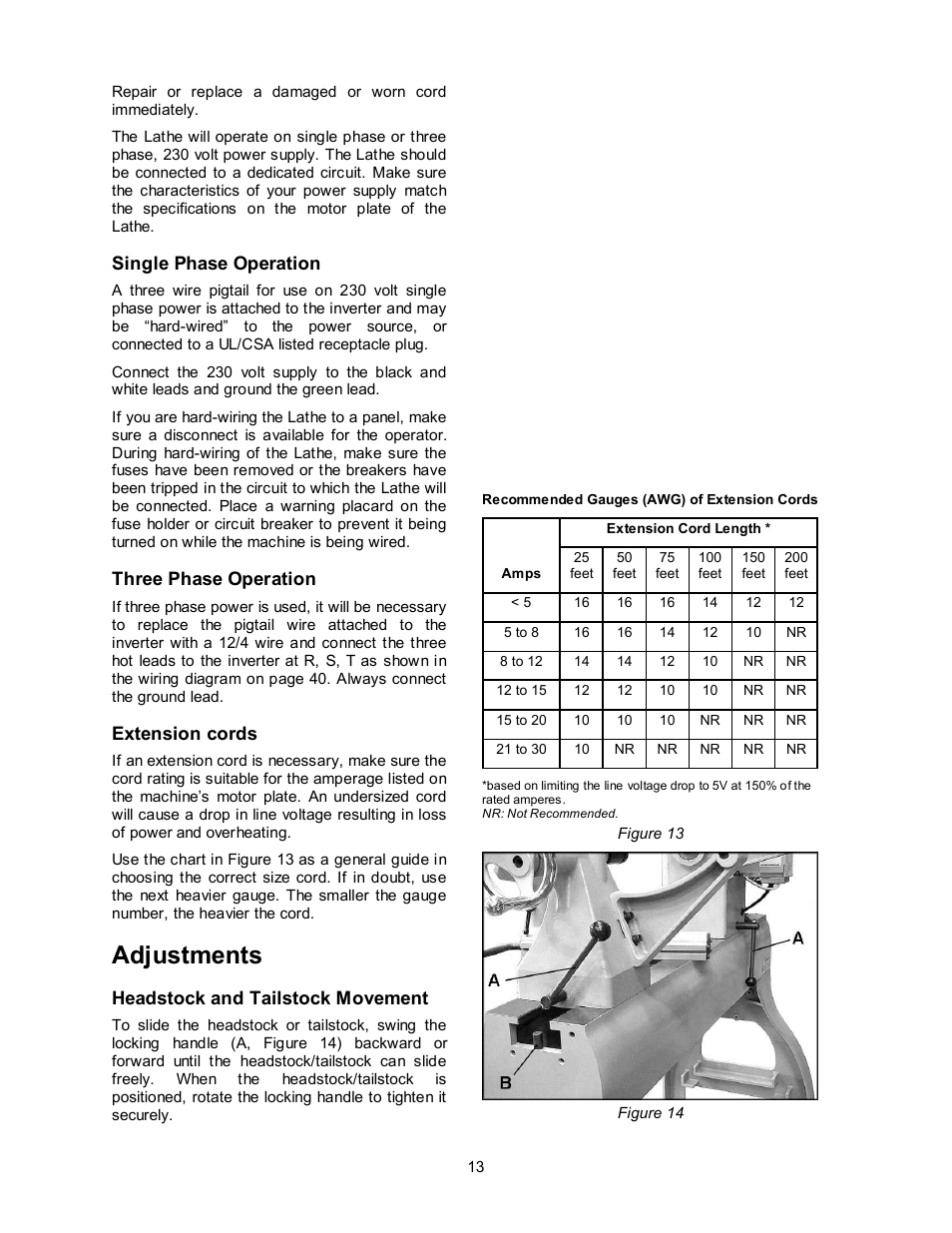 Adjustments, Headstock and tailstock movement | Powermatic 3520B User Manual | Page 13 / 44