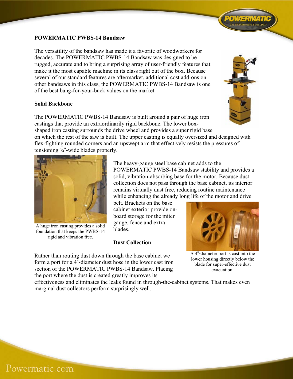 Powermatic PWBS-14 User Manual | 6 pages