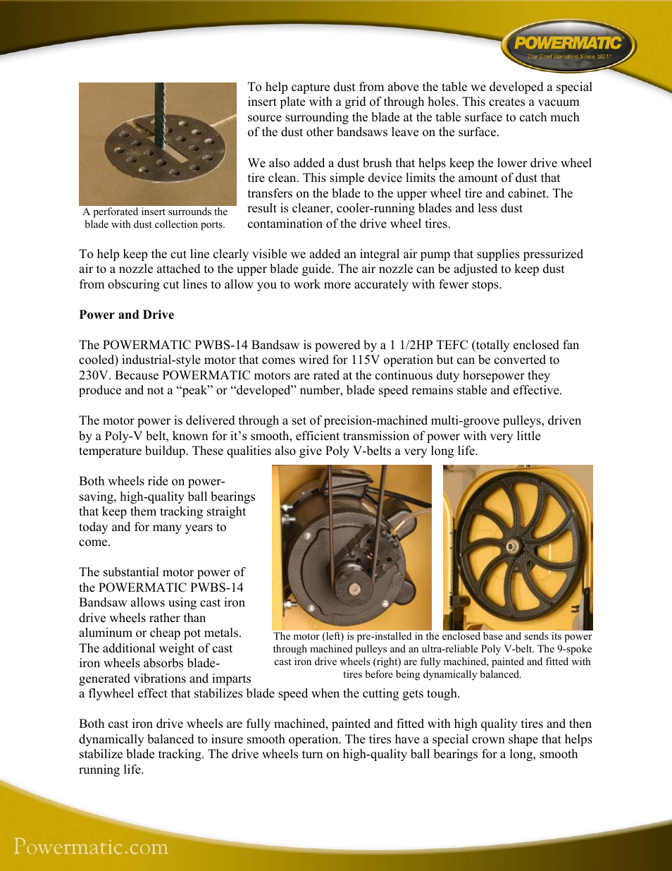 Power and drive | Powermatic PWBS-14 User Manual | Page 2 / 6