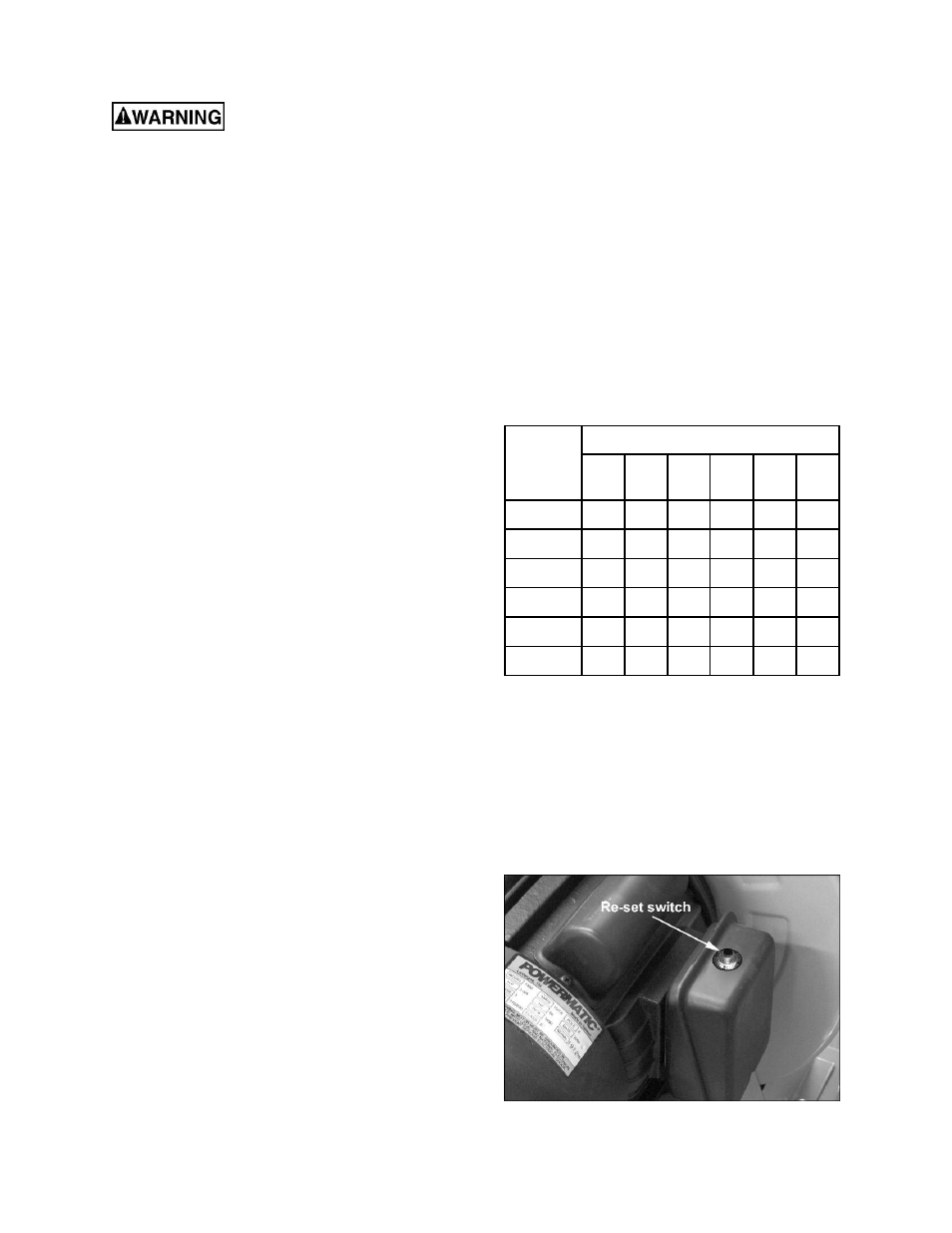 Electrical connections, Overload re-set | Powermatic PM1300 User Manual | Page 12 / 24