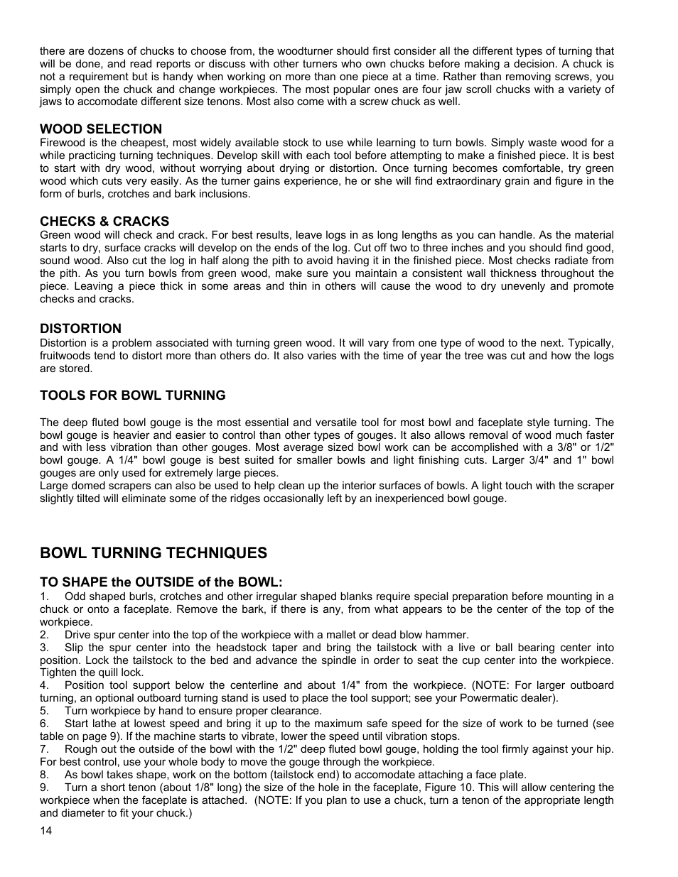 Bowl turning techniques | Powermatic 4224 User Manual | Page 14 / 28