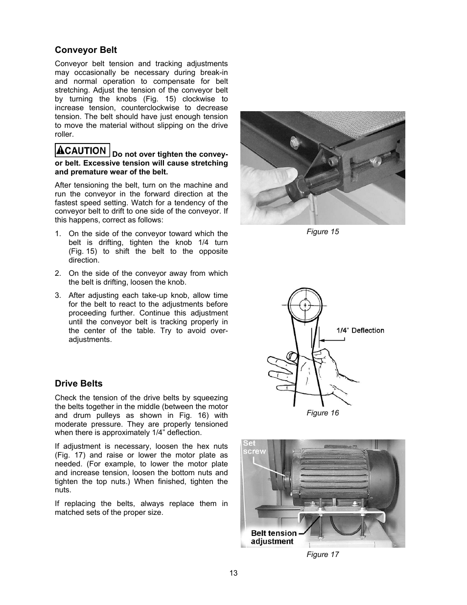 Conveyor belt, Drive belts | Powermatic DDS-237 User Manual | Page 13 / 44