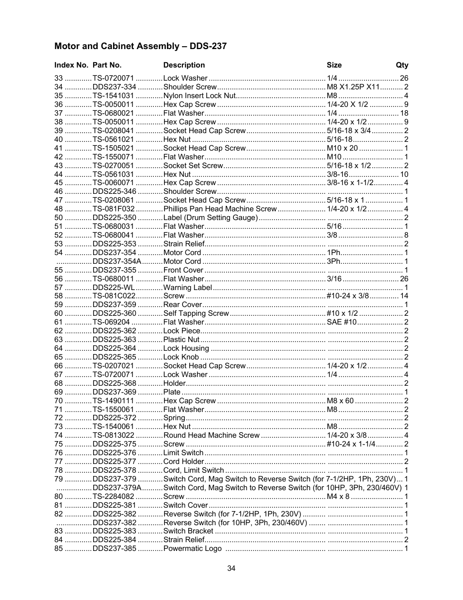 Powermatic DDS-237 User Manual | Page 34 / 44