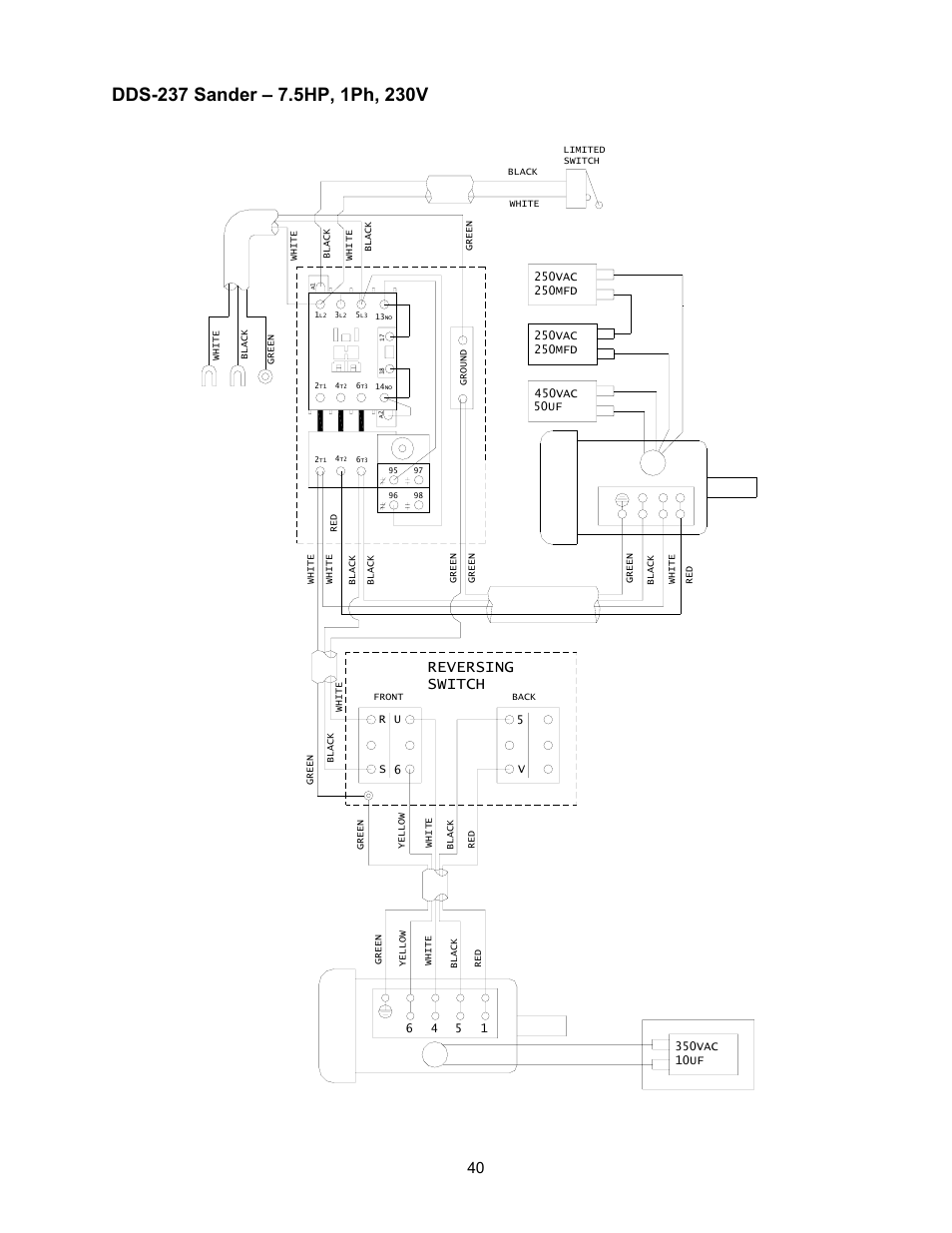Dds-237 sander – 7.5hp, 1ph, 230v, Reversing switch | Powermatic DDS-237 User Manual | Page 40 / 44