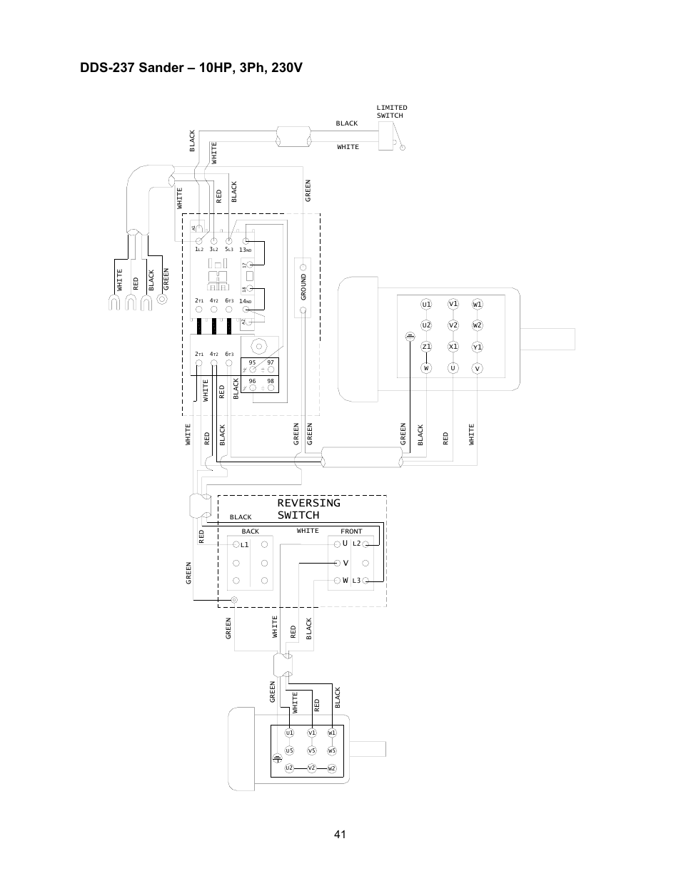 Dds-237 sander – 10hp, 3ph, 230v, Reversing switch | Powermatic DDS-237 User Manual | Page 41 / 44