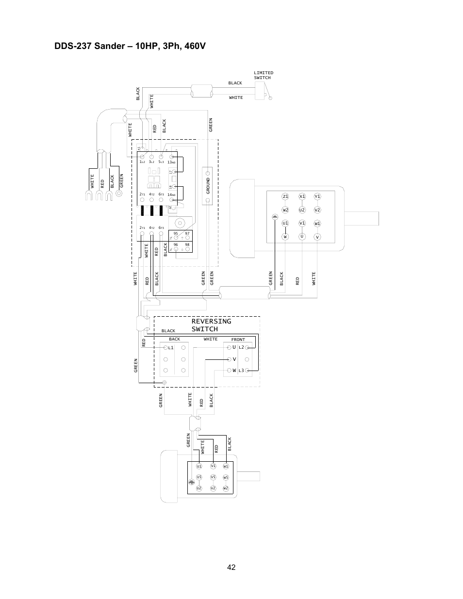 Dds-237 sander – 10hp, 3ph, 460v, Reversing switch | Powermatic DDS-237 User Manual | Page 42 / 44