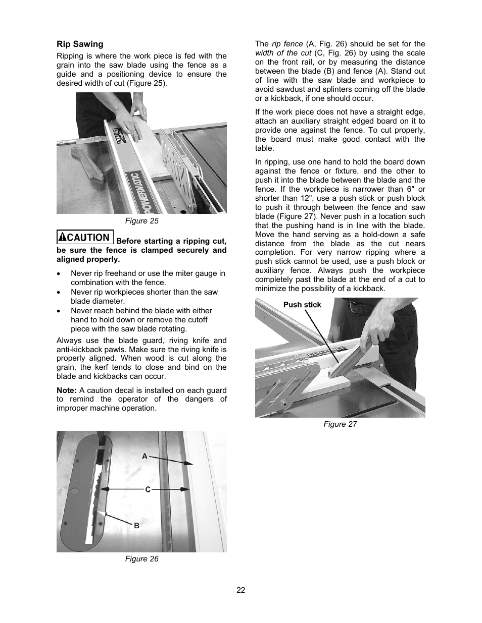 Rip sawing | Powermatic 2000 User Manual | Page 22 / 44