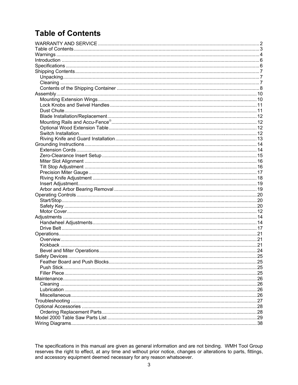 Powermatic 2000 User Manual | Page 3 / 44