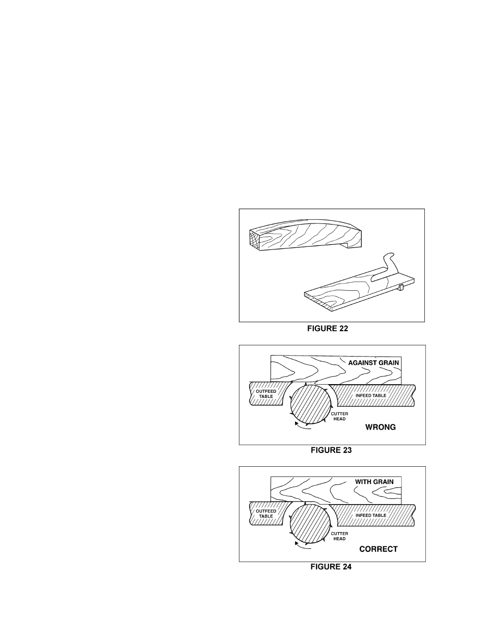 Jointing warped surfaces, Jointing short or thin work, Direction of grain | Beveling | Powermatic PJ1696 User Manual | Page 16 / 40